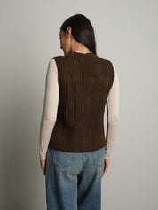 gilet con tasche - Moka