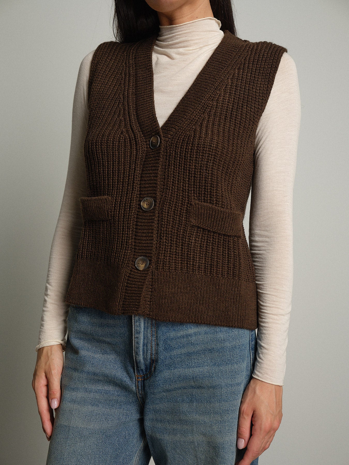 gilet con tasche - Moka