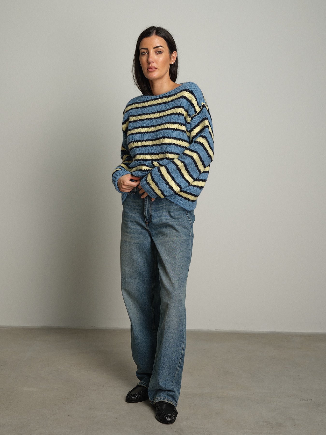 Maglione scollo barca righe - Carta da zucchero