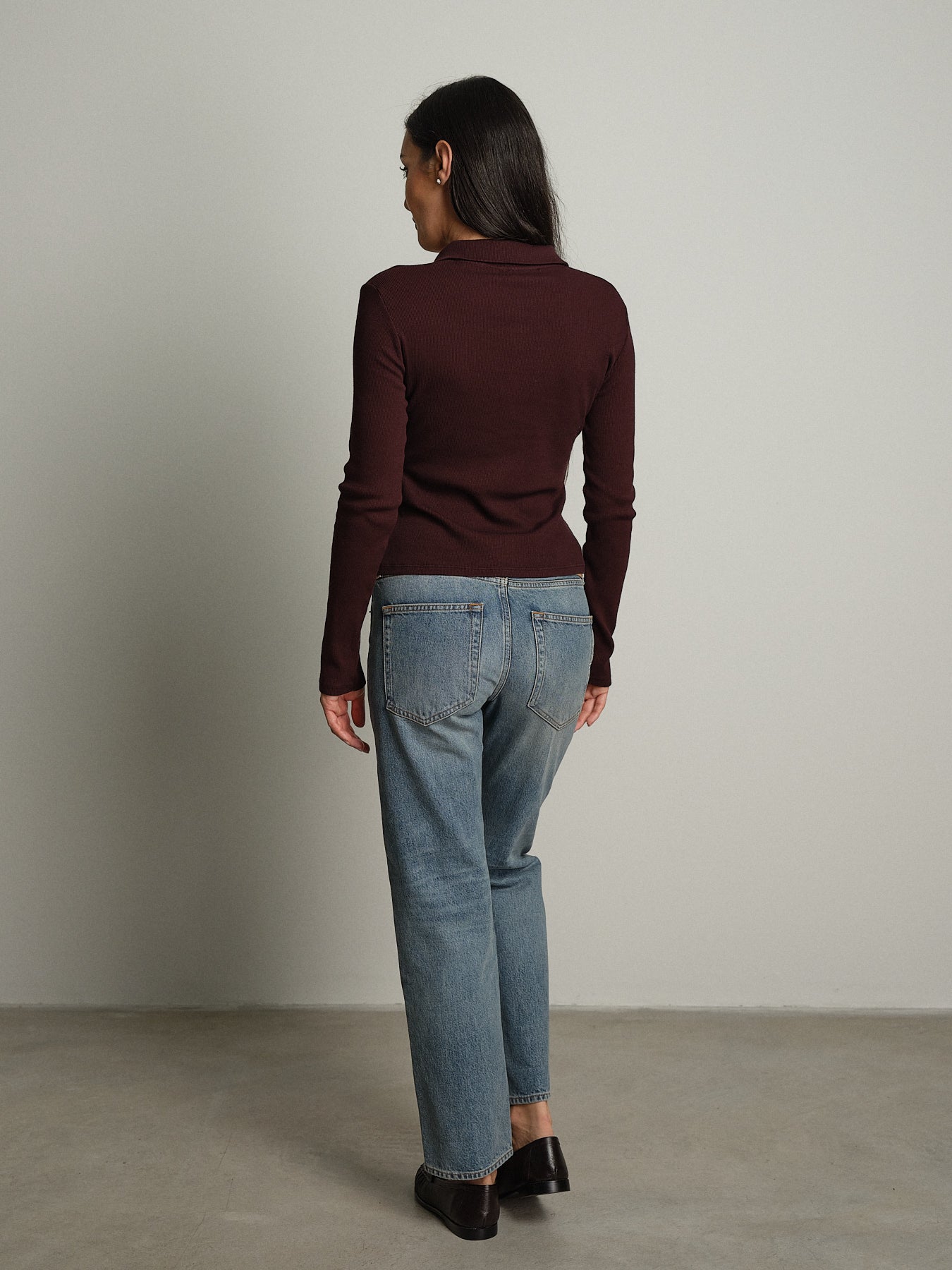 Cardigan costina bottoni colletto - Bordeaux