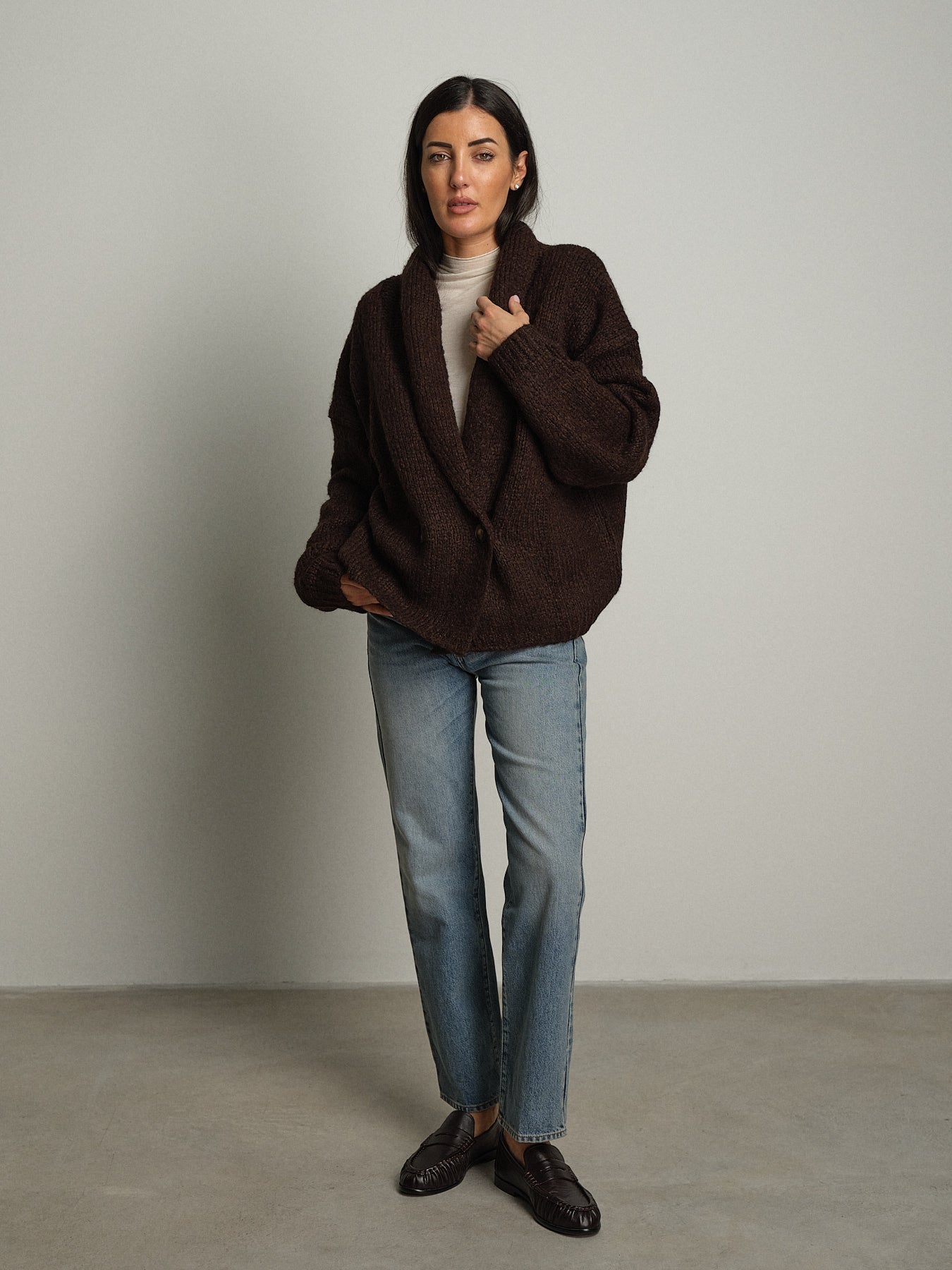 Cardigan doppio petto - Moka