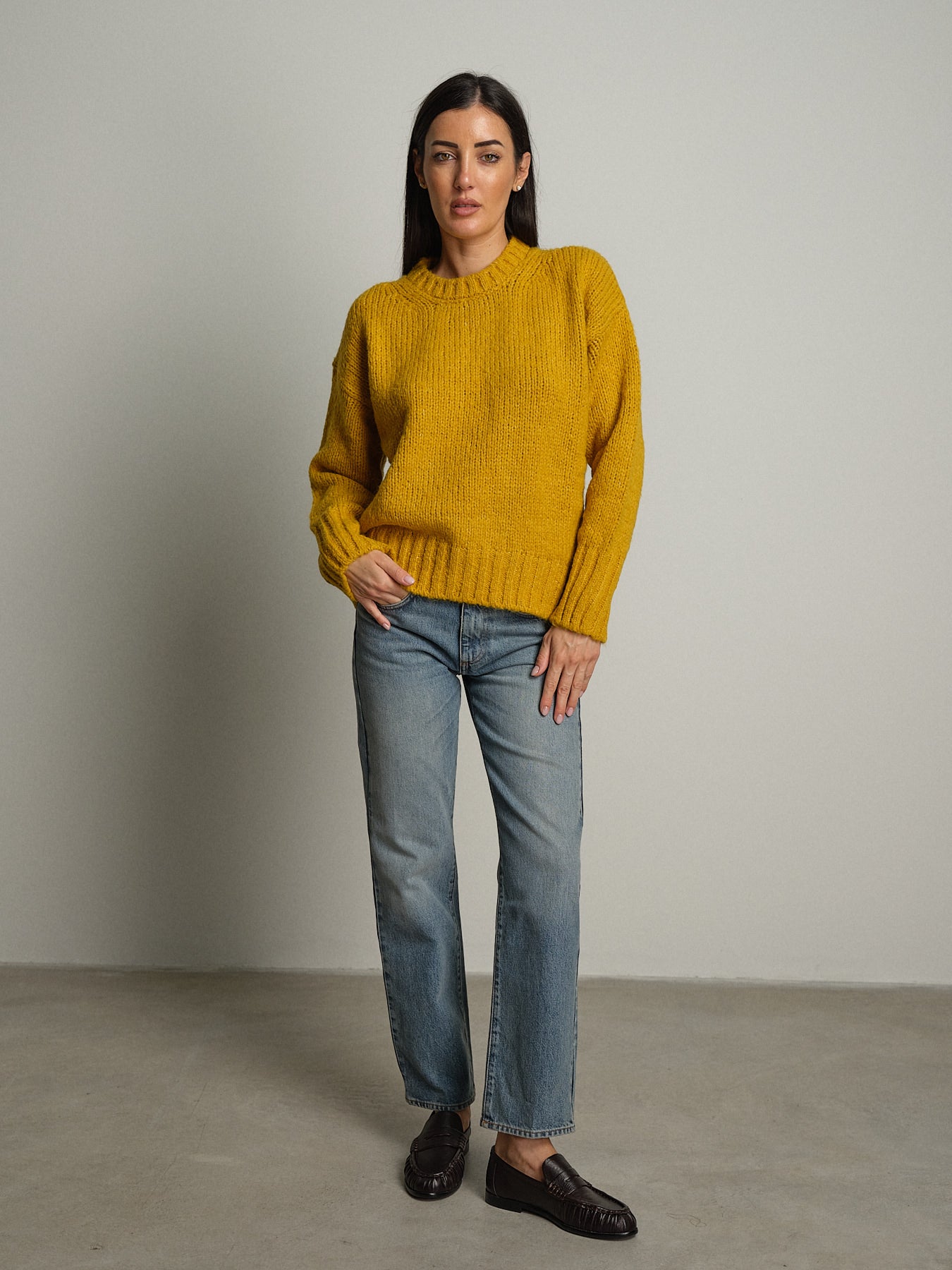 maglione lory girocollo - Senape