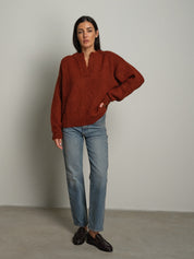 Maglione lory scollo V - Mattone
