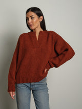 Maglione lory scollo V - Mattone
