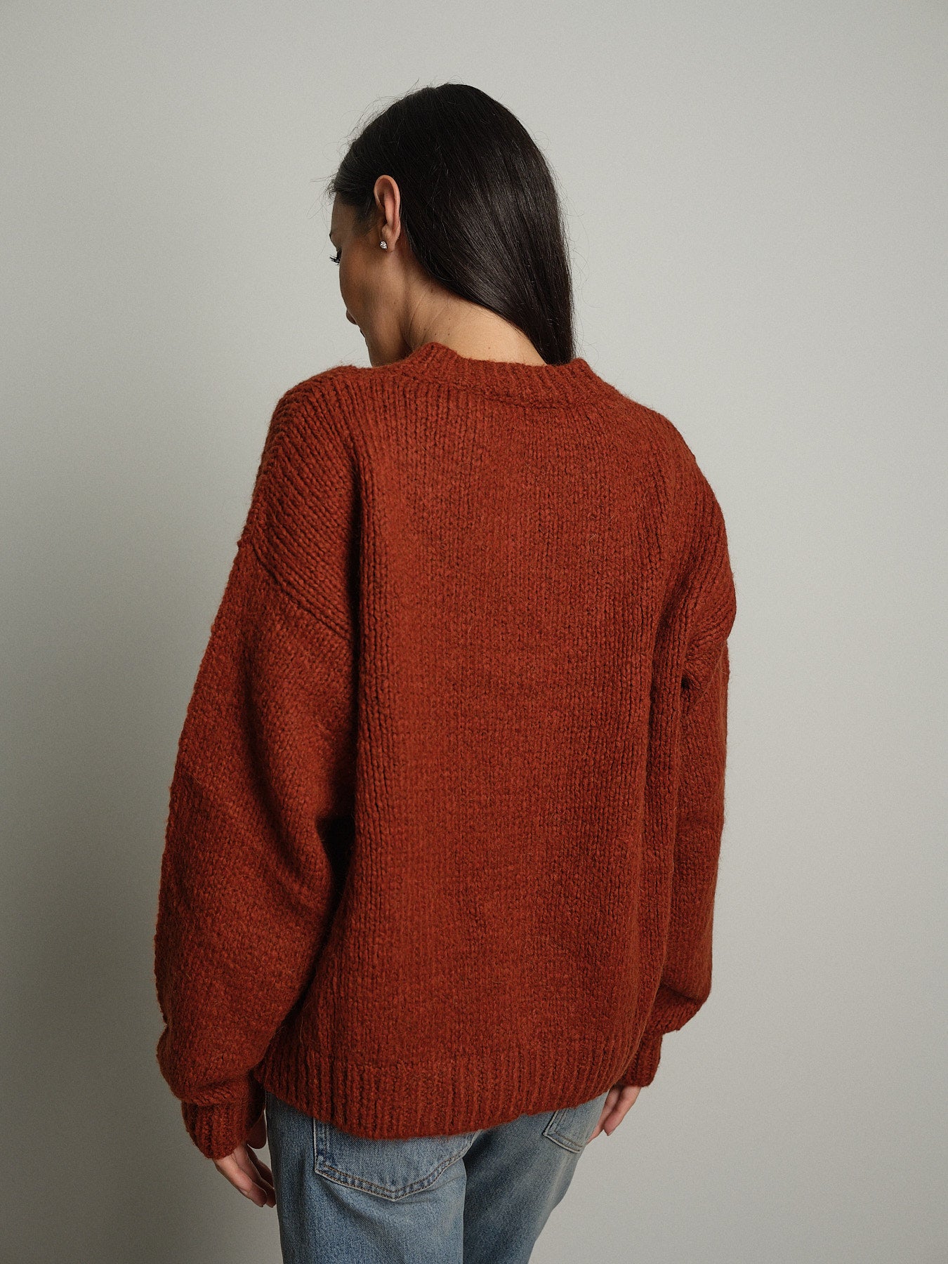 Maglione lory scollo V - Mattone