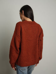 Maglione lory scollo V - Mattone