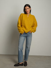Maglione lory scollo V - Senape