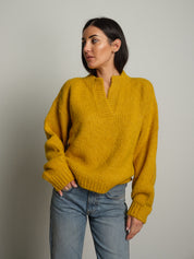 Maglione lory scollo V - Senape