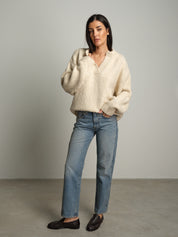 Maglione lory scollo V - Panna