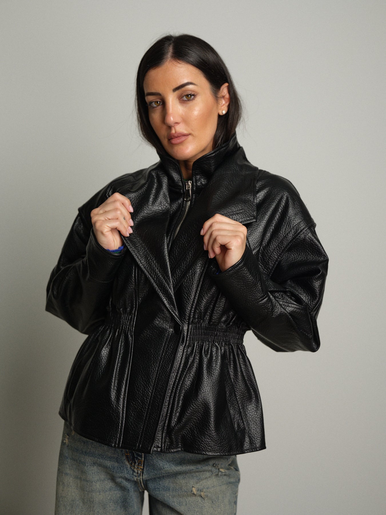 Bomber avvitato ecopelle - Nero