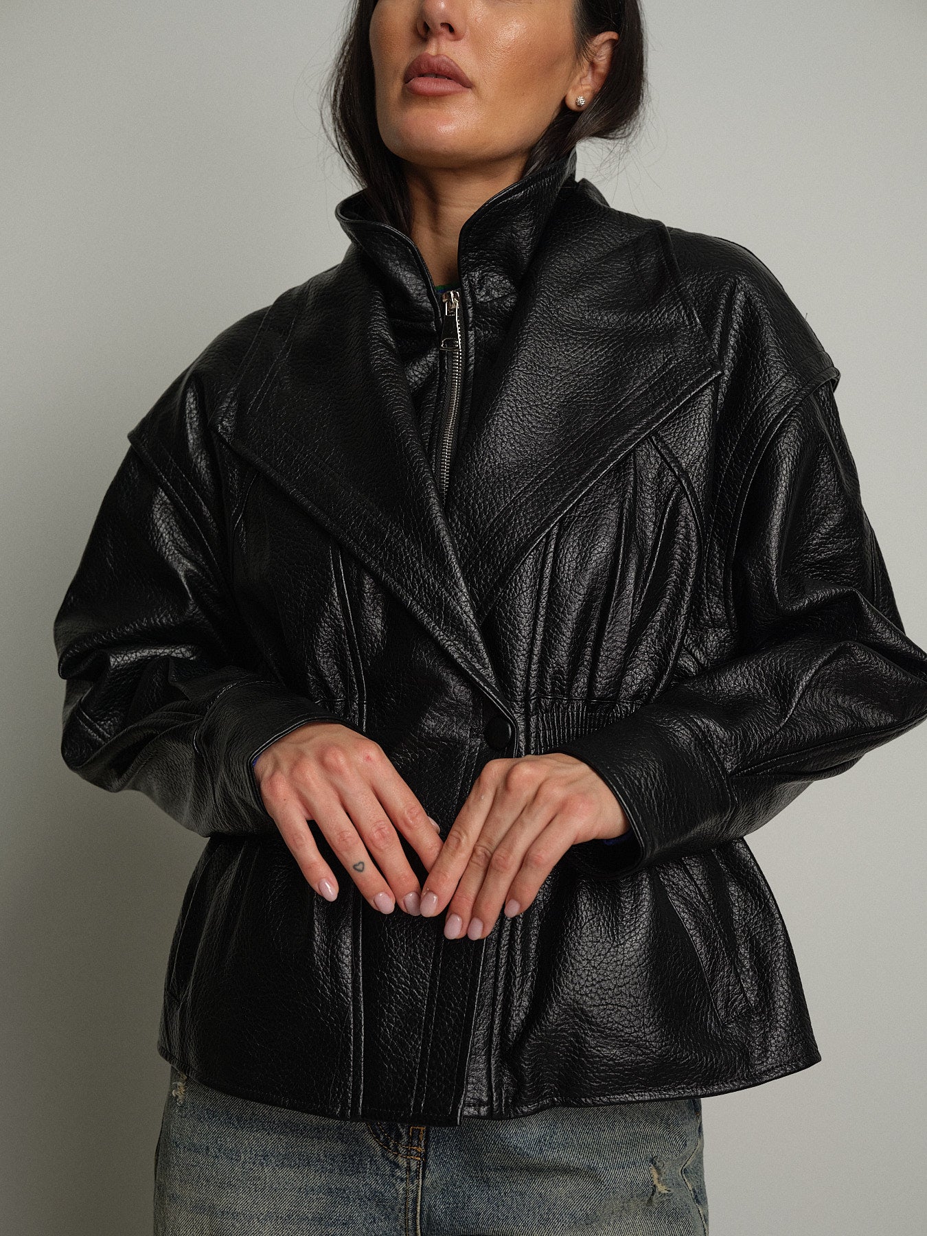 Bomber avvitato ecopelle - Nero