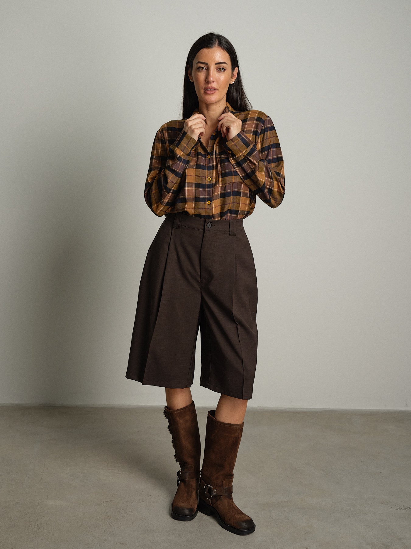 Camicia check - Senape