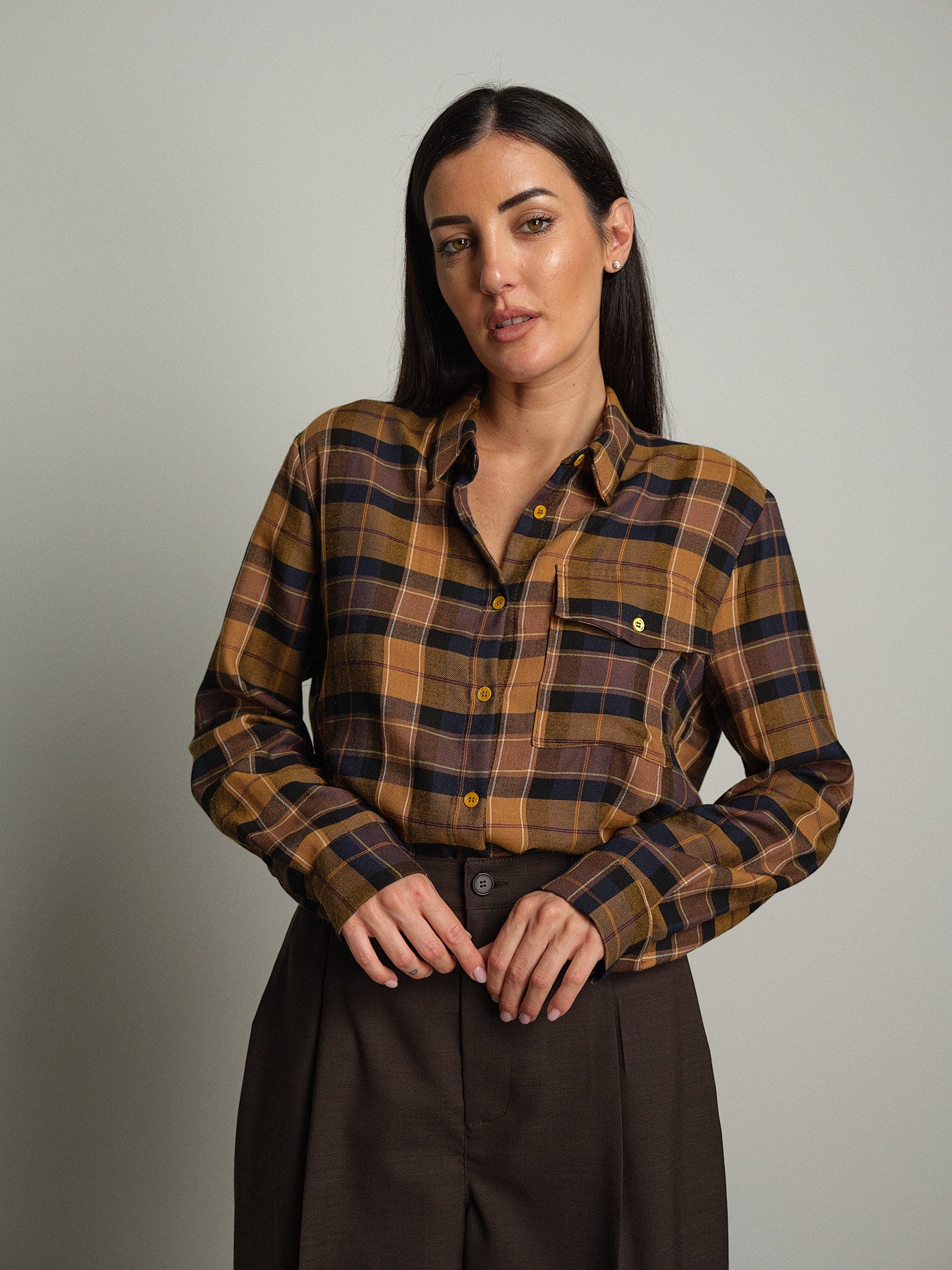 Camicia check - Senape