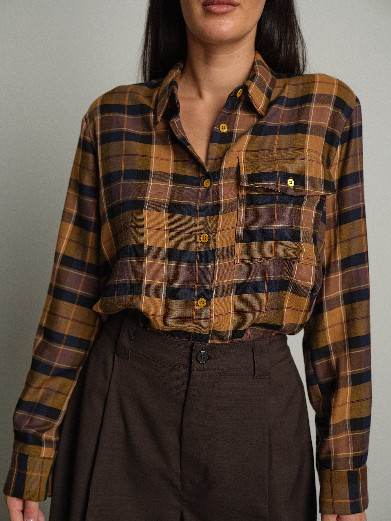 Camicia check - Senape