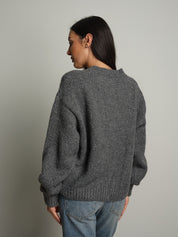 Maglione lory scollo V - Grigio