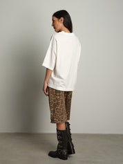 T-shirt manica corta orli alti - Panna