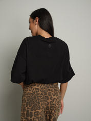 T-shirt manica corta orli alti - Nero
