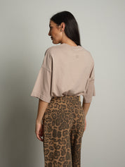 T-shirt manica corta orli alti - Tortora