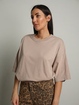 T-shirt manica corta orli alti - Tortora