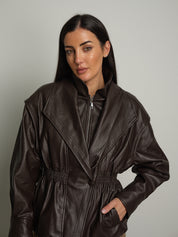 Bomber avvitato ecopelle - Moka