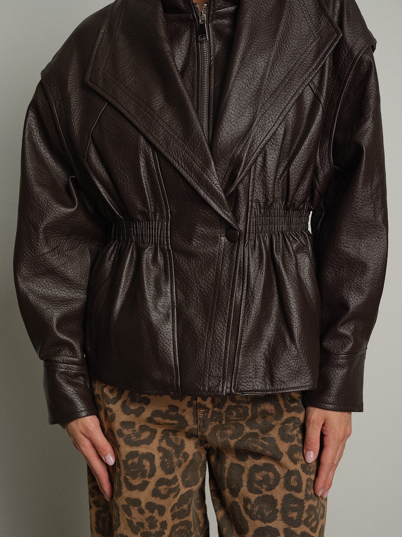 Bomber avvitato ecopelle - Moka
