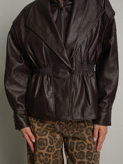 Bomber avvitato ecopelle - Moka