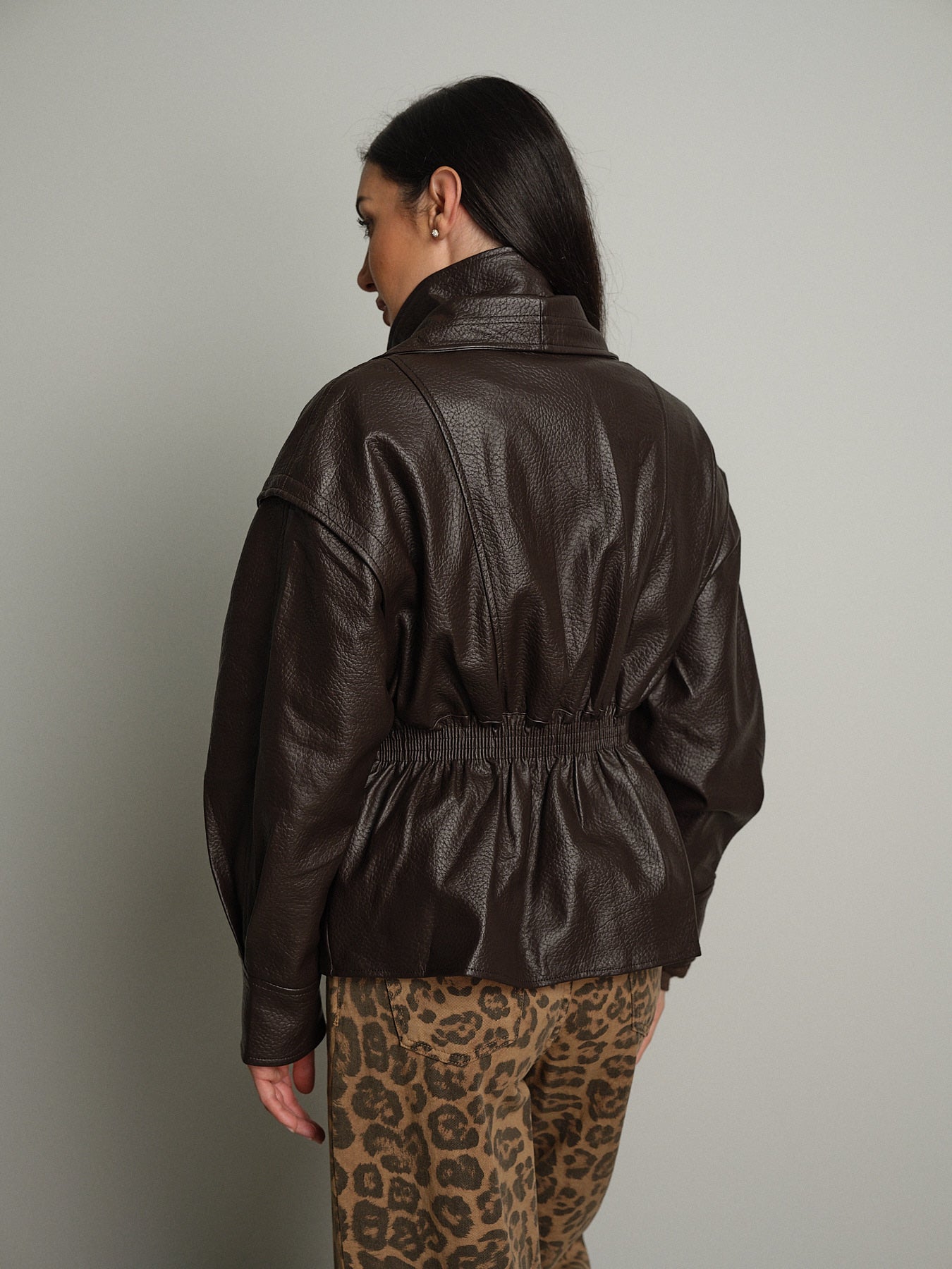 Bomber avvitato ecopelle - Moka