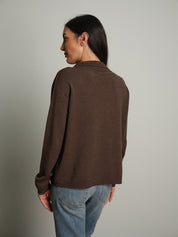 polo scollo v in maglia - Caffè