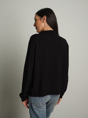 polo scollo v in maglia - Nero