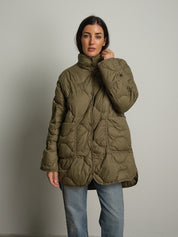 Piumino trapuntato lungo - Verde militare