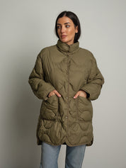 Piumino trapuntato lungo - Verde militare