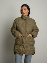 Piumino trapuntato lungo - Verde militare