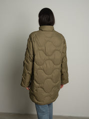 Piumino trapuntato lungo - Verde militare