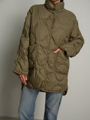Piumino trapuntato lungo - Verde militare