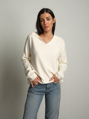 polo scollo v in maglia - Burro