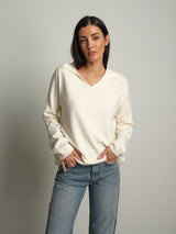 polo scollo v in maglia - Burro