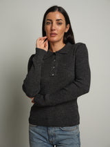 Polo costina bottoni strass - Antracite