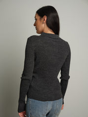 Polo costina bottoni strass - Antracite