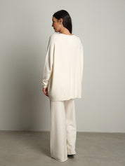 completo in maglia girocollo over - Burro