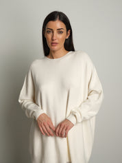 completo in maglia girocollo over - Burro