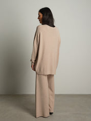 completo in maglia girocollo over - Beige