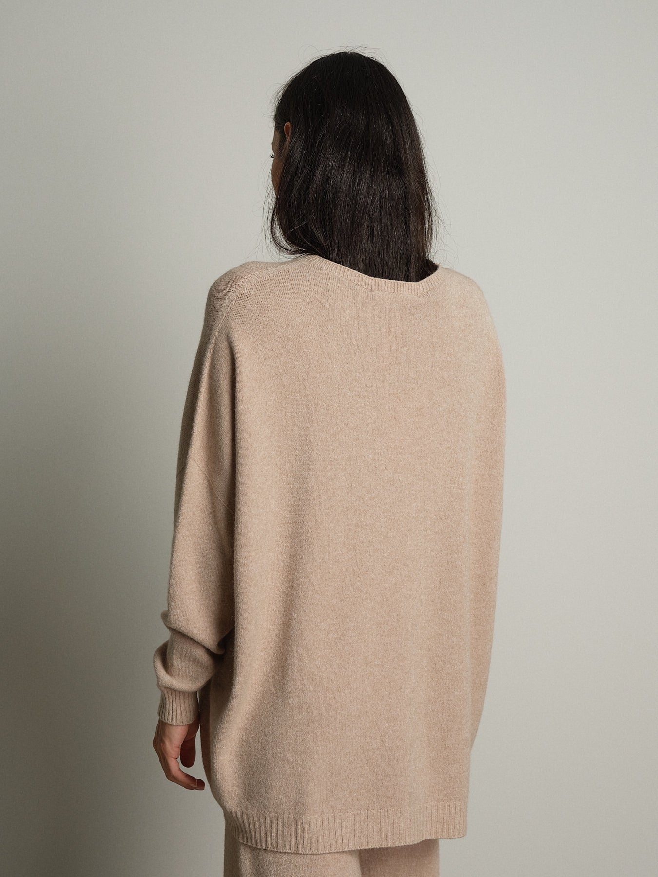 completo in maglia girocollo over - Beige