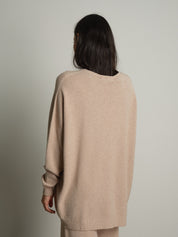 completo in maglia girocollo over - Beige