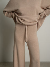 completo in maglia girocollo over - Beige