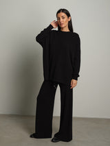 completo in maglia girocollo over - Nero