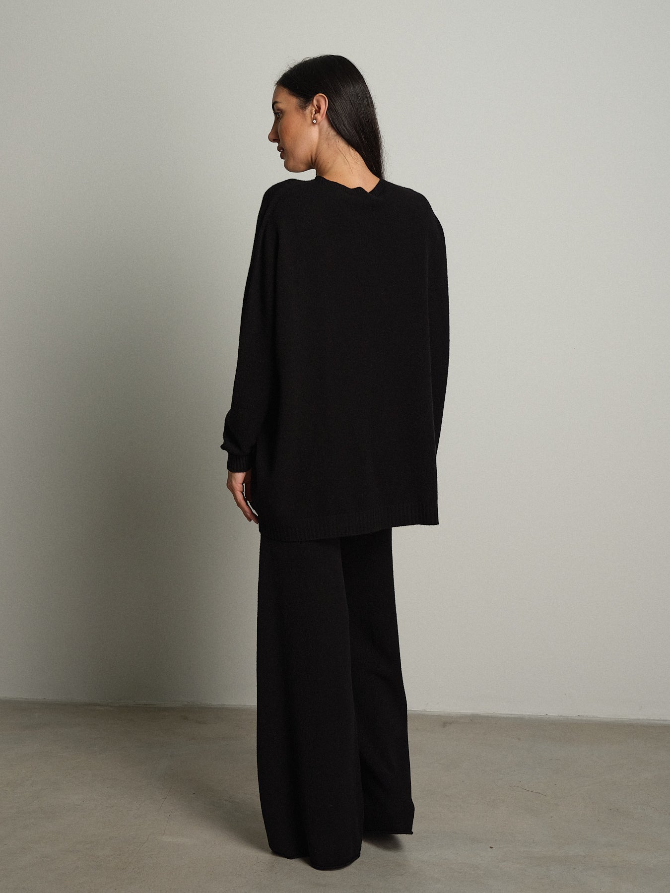 completo in maglia girocollo over - Nero