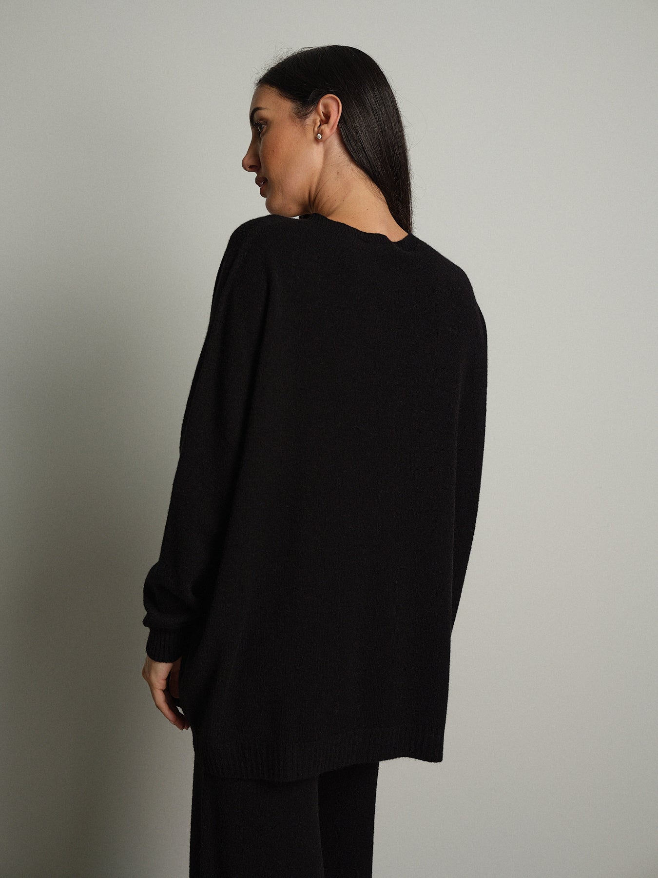 completo in maglia girocollo over - Nero