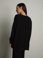 completo in maglia girocollo over - Nero