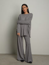 completo in maglia girocollo over - Grigio