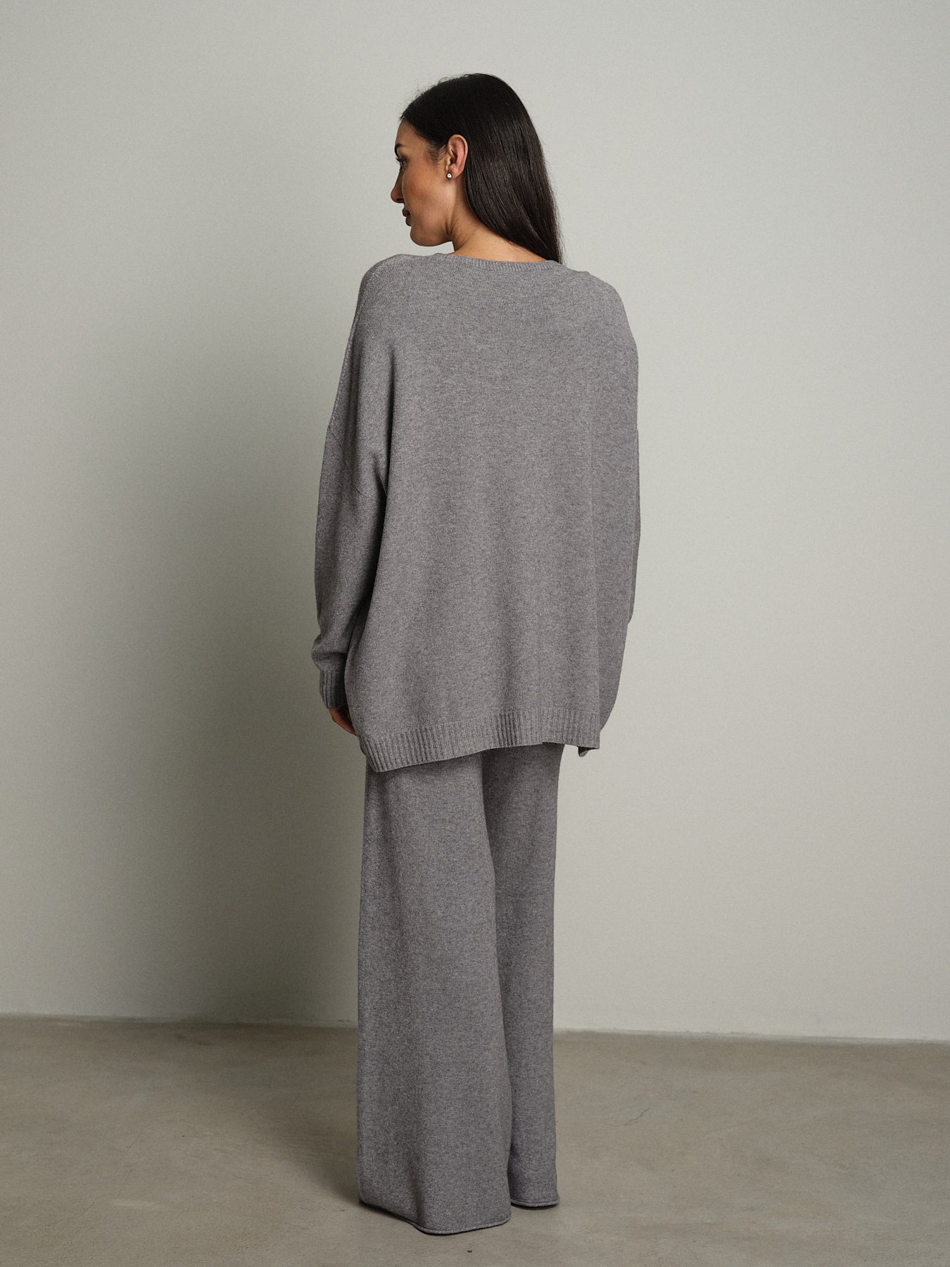completo in maglia girocollo over - Grigio